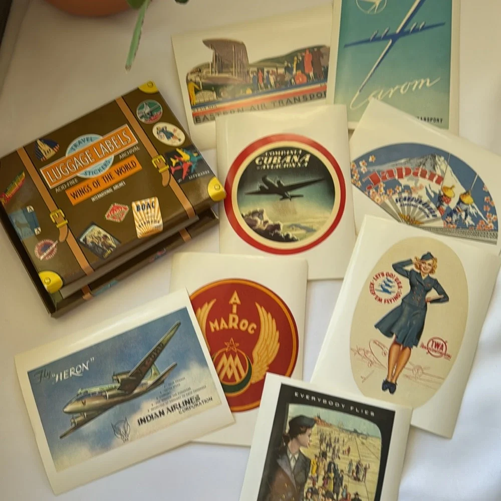 Travel stickers luggage labels wings of the world international airlines